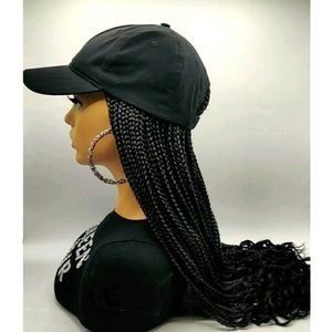 Box Braids Curly Ends Wig Hat